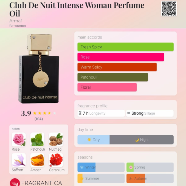 Armaf Club De Nuit Intense Woman 105 ml Eau De Parfum Fresh Spicy scent